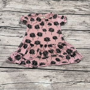 Peek Black and Pink Dandylion Print Bamboo Dress Size 6-12 Months